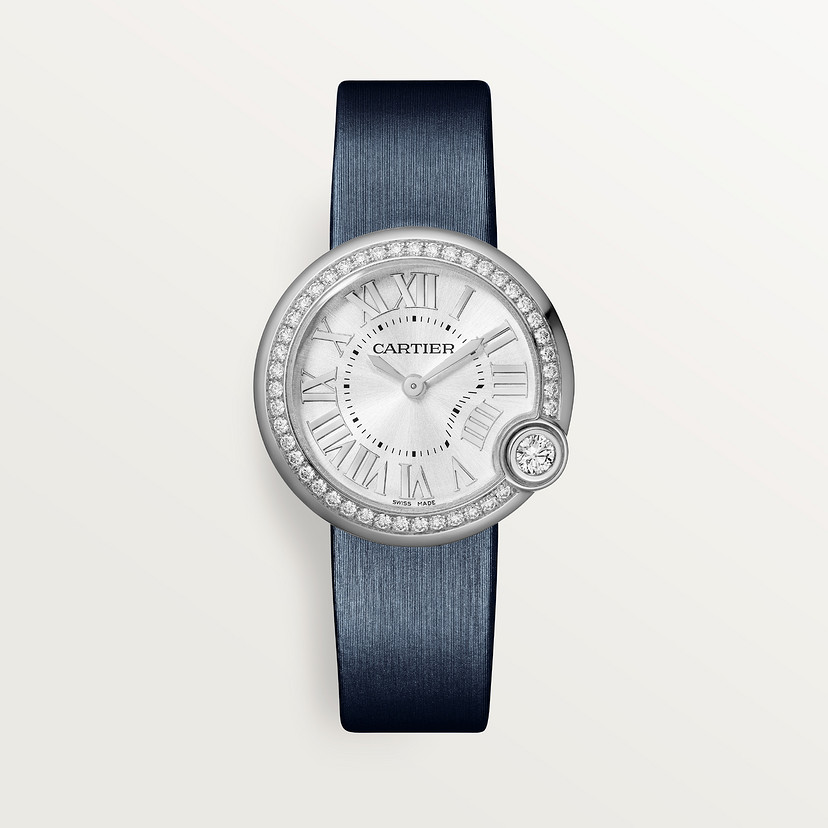 Cartier Montre Ballon Blanc de Cartier 30 mm acier diamants cuir